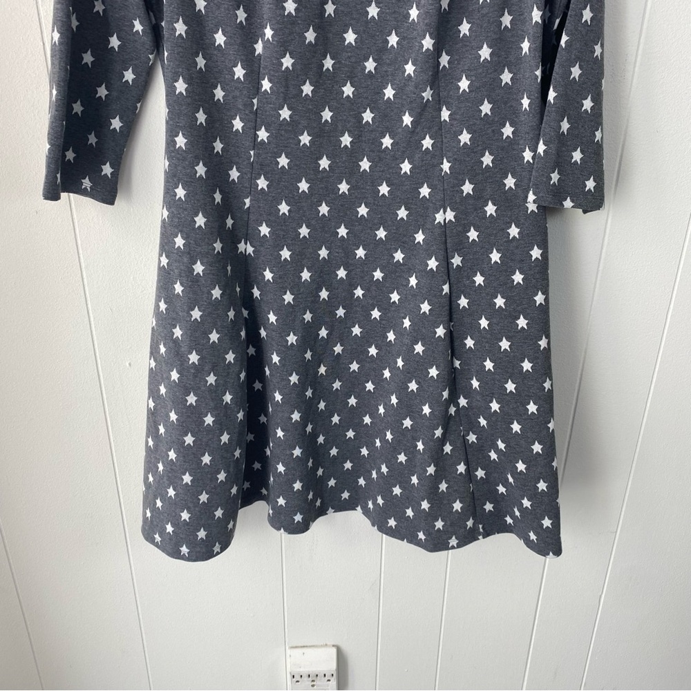 MODCLOTH Mini Dress Women Sz XL Gray Star Print 3/4 Sleeve A-Line Sheath Pleated - Picture 7 of 11